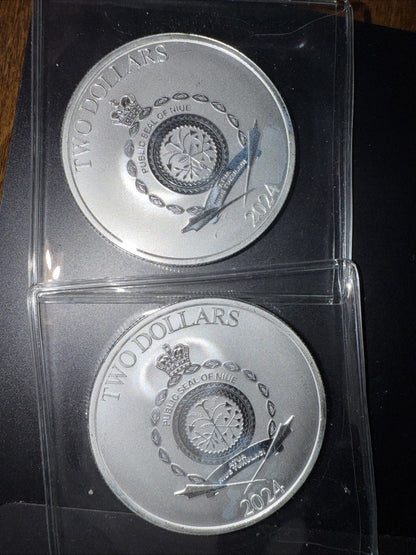 2 X 2024 Niue Marvel Spiderman vs Green Goblin BU 1oz 0.999 Pure Fine Silver - toyscardscomics