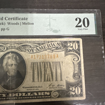 20.00 1928 Gold Certificate Fr2402PMG 20 Very Fine - toyscardscomics