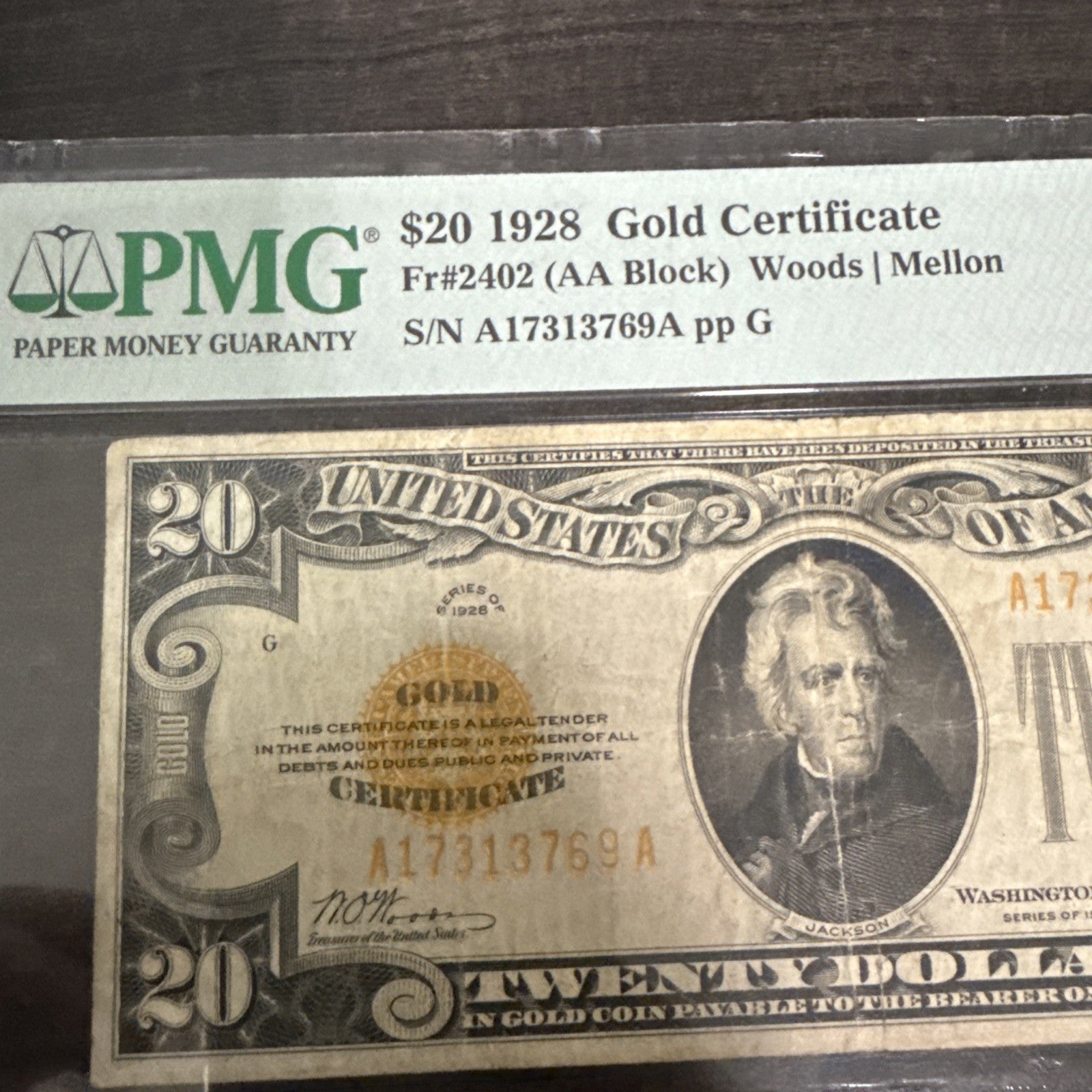 20.00 1928 Gold Certificate Fr2402PMG 20 Very Fine - toyscardscomics