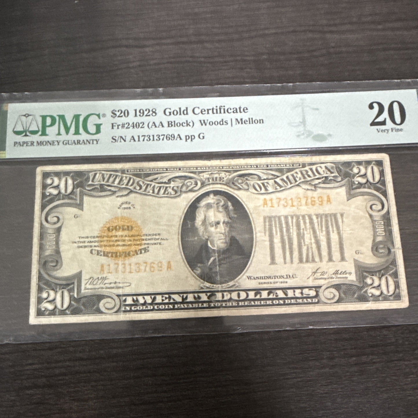 20.00 1928 Gold Certificate Fr2402PMG 20 Very Fine - toyscardscomics