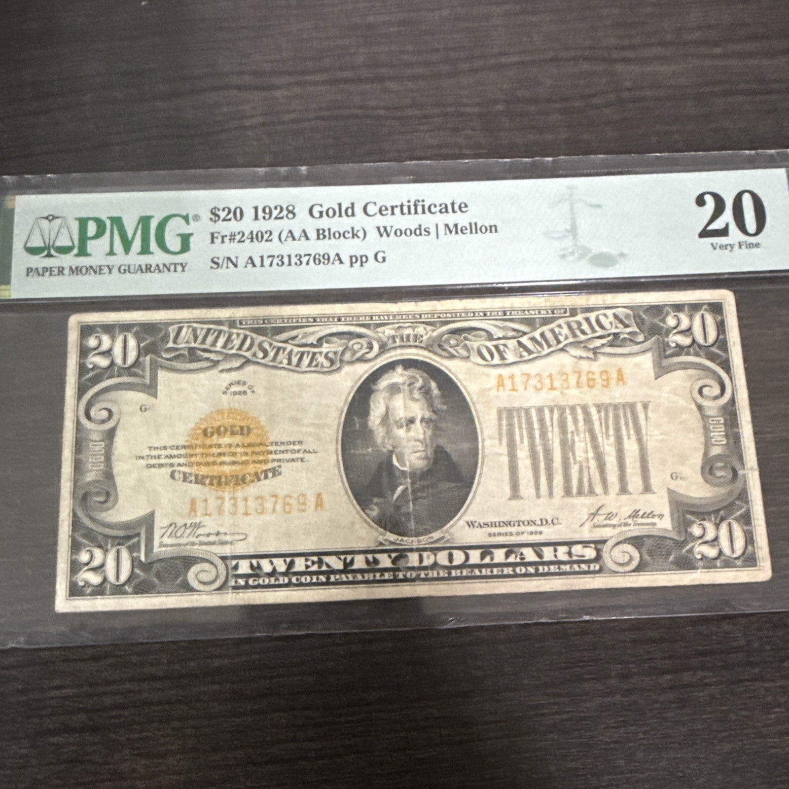 20.00 1928 Gold Certificate Fr2402PMG 20 Very Fine - toyscardscomics