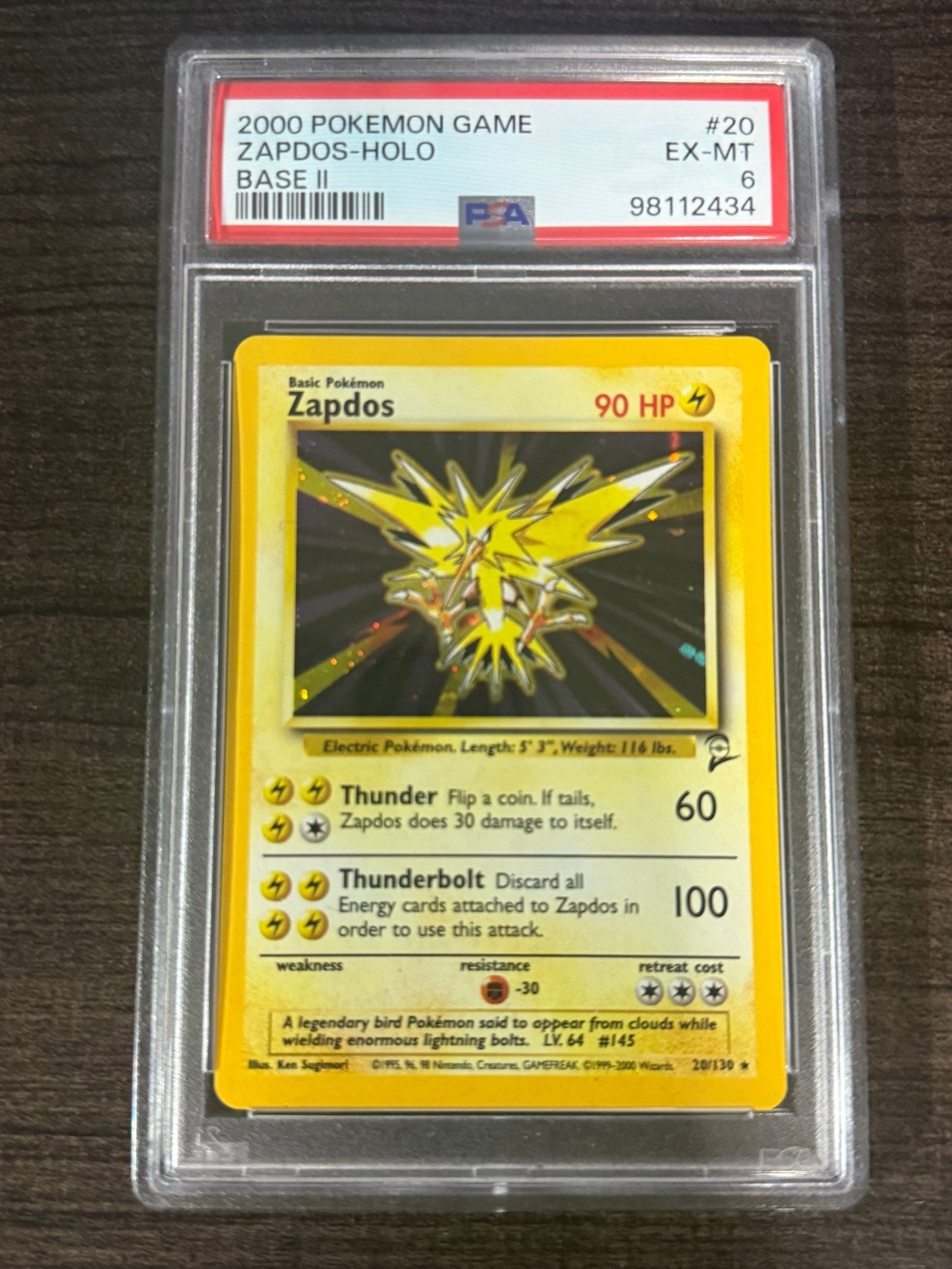 2000 Pokemon Game Zapdos - Holo Base Set 2 - toyscardscomics