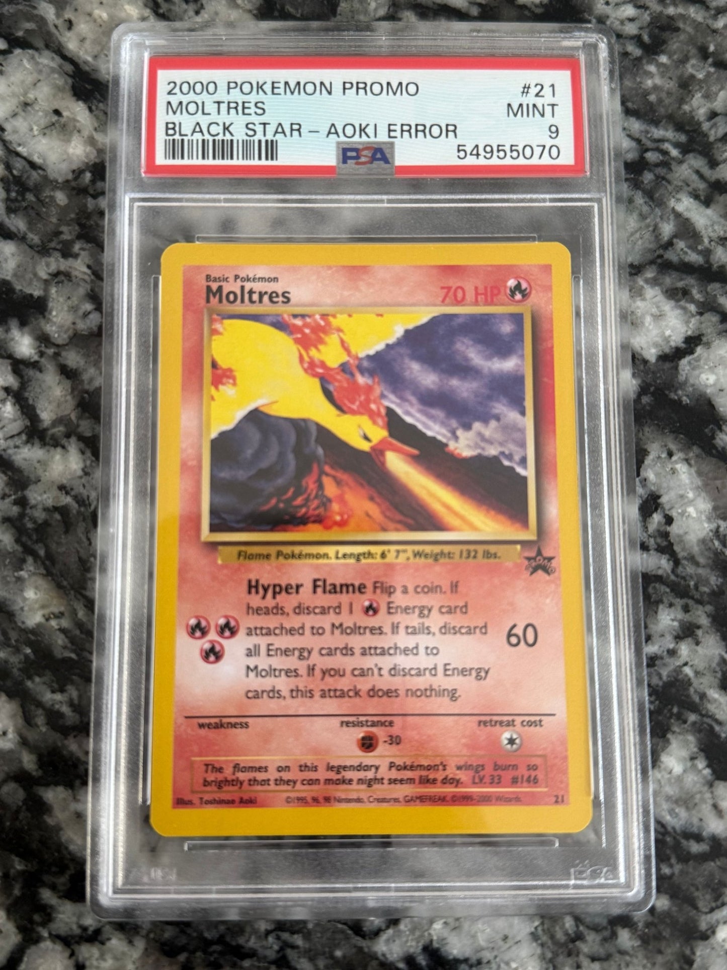 2000 Pokemon Promo Moltres Black Star - Aoki Error - toyscardscomics