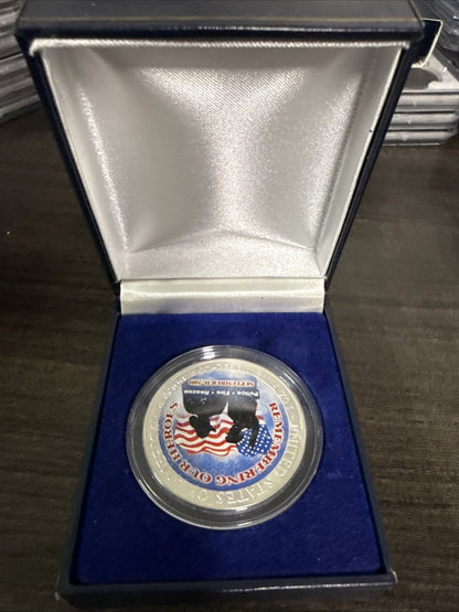 2001 9/11 Remembering Our Heroes 1 oz .999 Fine Silver Colorized Round - toyscardscomics