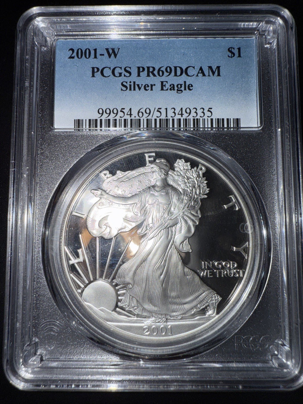 2001 - W American Silver Eagle Dollar PR69DCAM PCGS Proof 69 Deep Cameo - toyscardscomics