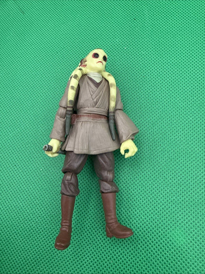 2004 STAR WARS KIT FISTO JEDI MASTER 3.75” ADJUSTABLE LOOSE ACTION FIGURE - toyscardscomics