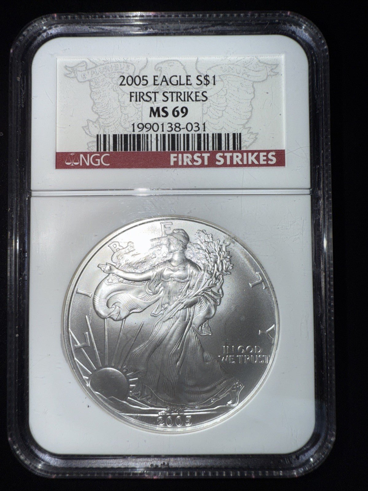 2005 $1 AMERICAN SILVER EAGLE NGC MS69 first strikes - toyscardscomics