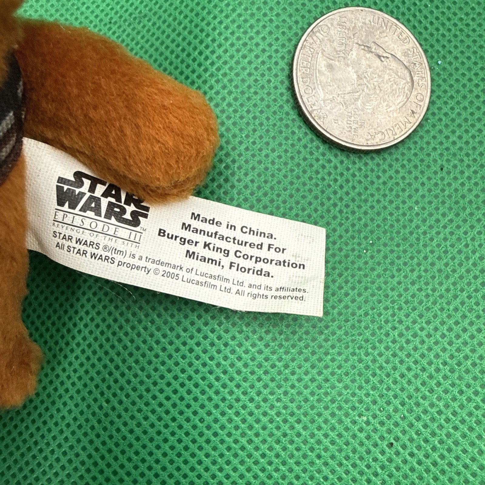 2005 Burger King Star Wars Episode III Chewbacca Plush Toy – 4” Mini Stuffed - toyscardscomics