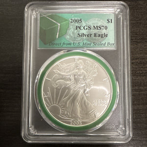2005 US Silver Eagle PCGS MS70 Driect US Mint Sealed Box 1oz Fine Silver .999