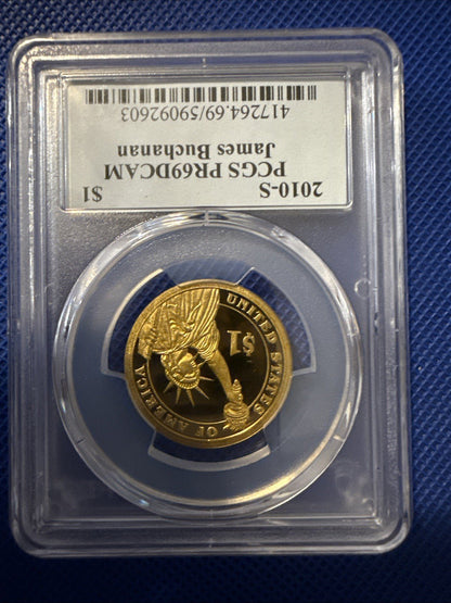 2010 S James Buchan Presidential Dollar Coin PCGS PF69 DCAM - Portrait Label - toyscardscomics
