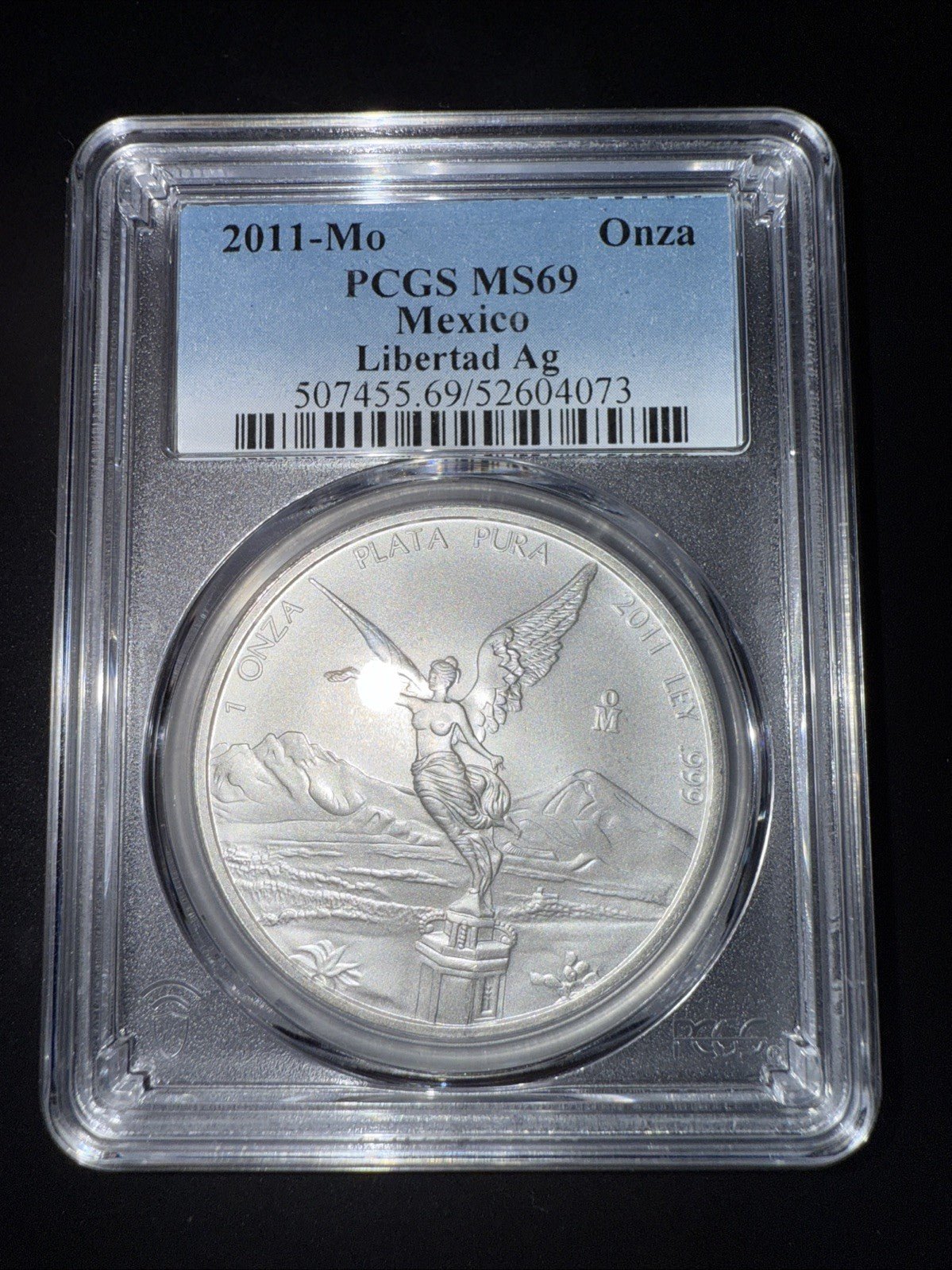2011 Mo Mexico 1 Onza Silver Libertad MS69 PCGS Blue Label - toyscardscomics