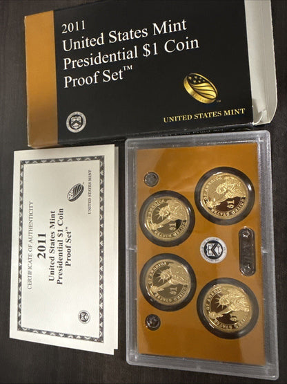 2011 US Mint Proof Set 4 Piece Presidential Golden Dollar Set OGP COA - toyscardscomics