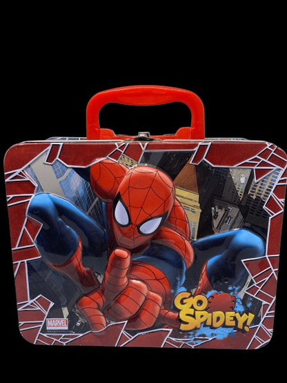 2013 - Marvel "Spiderman" Go Spidey Tin Lunch Box Embossed (missing Thermos) - Used - toyscardscomics