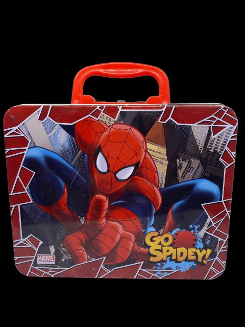 2013 - Marvel "Spiderman" Go Spidey Tin Lunch Box Embossed (missing Thermos) - Used - toyscardscomics