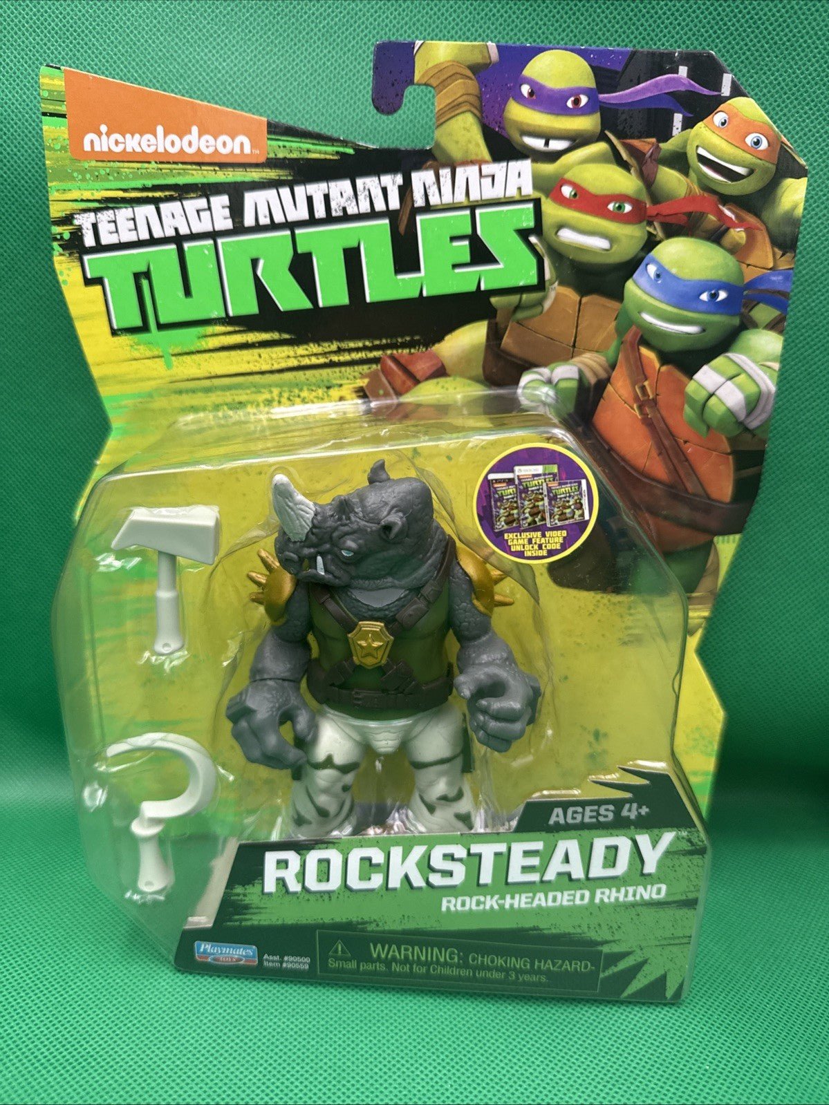 2014 Nickelodeon Ninja Turtles TMNT Figure MOC SEALED Rocksteady - toyscardscomics