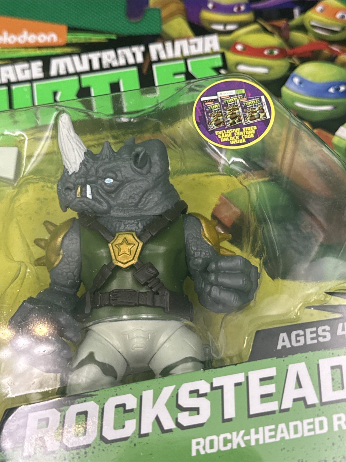 2014 Nickelodeon Ninja Turtles TMNT Figure MOC SEALED Rocksteady - toyscardscomics