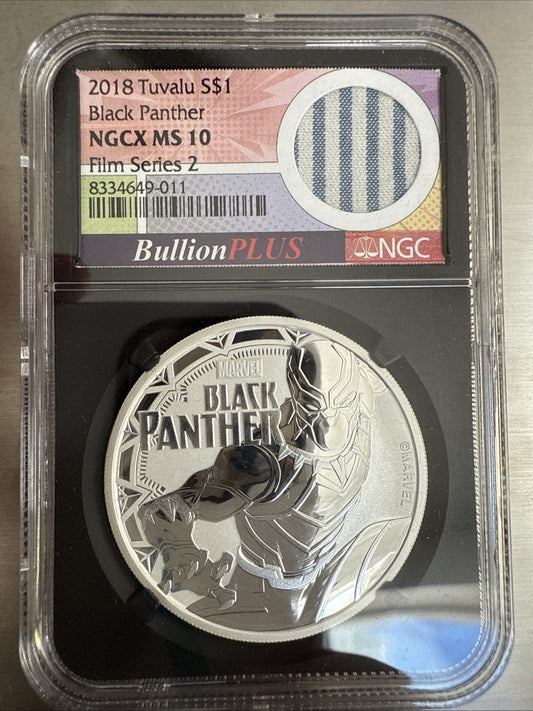 2018 NGCX MS10 Black Panther Bullion Plus Film Series II Stan Lee Suit Cut - toyscardscomics