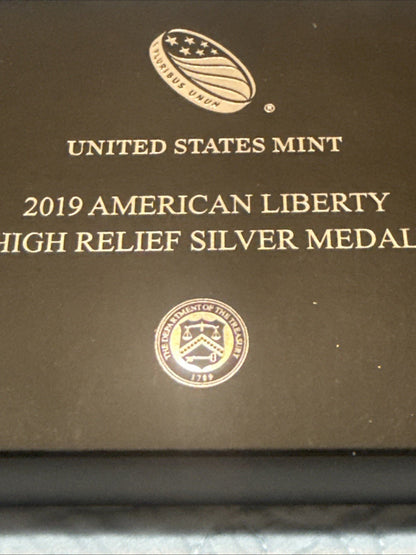 2019 U.S. Mint High Relief American Liberty 2.5oz Silver Medal w/ OGP and COA - toyscardscomics