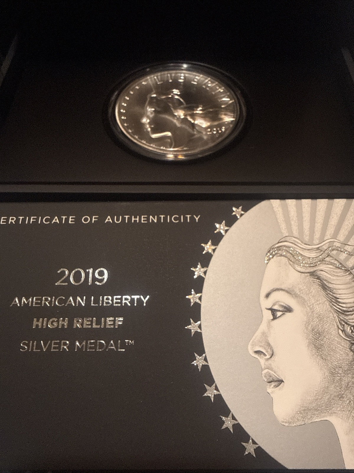 2019 U.S. Mint High Relief American Liberty 2.5oz Silver Medal w/ OGP and COA - toyscardscomics