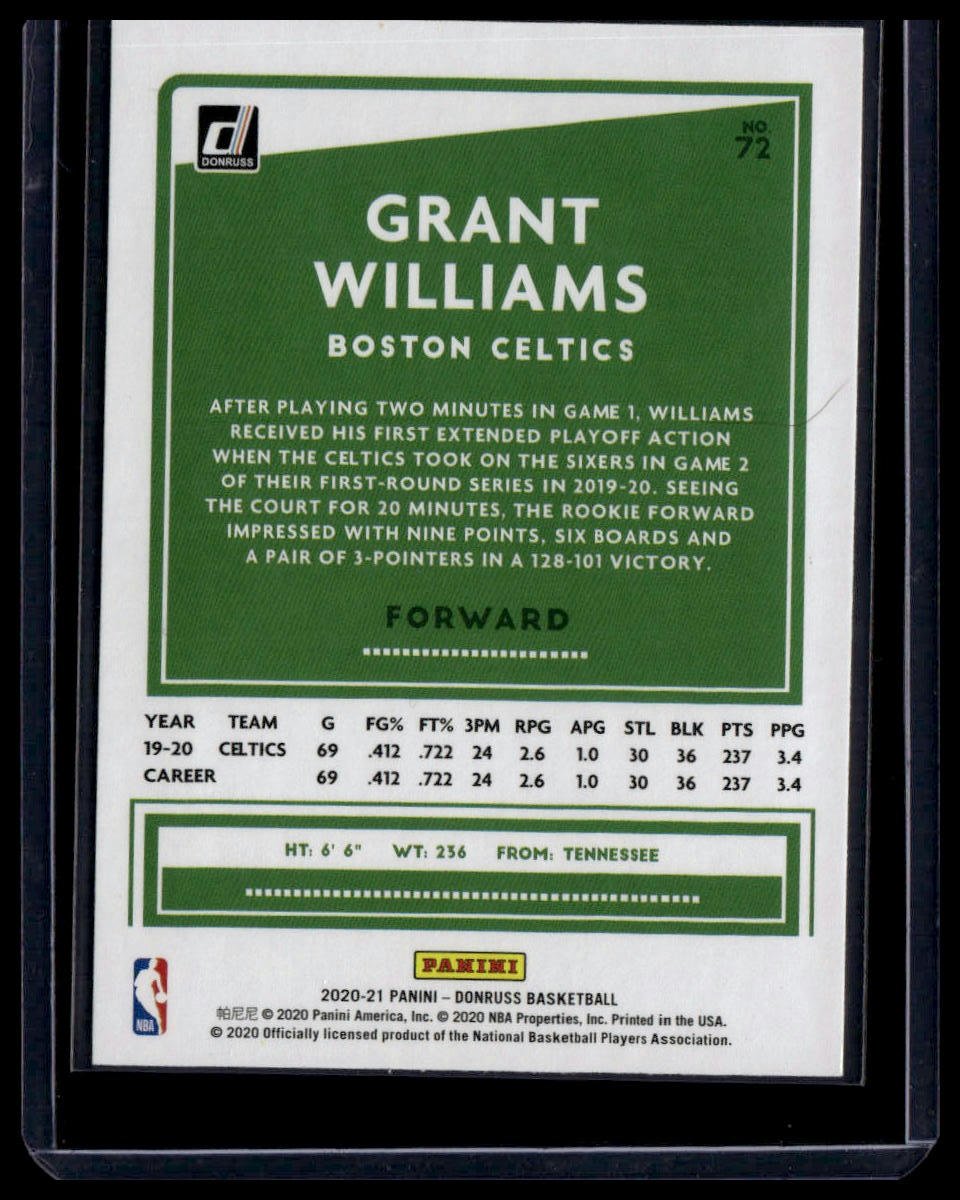 2020 - 21 Donruss #72 Grant Williams - toyscardscomics