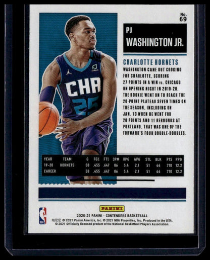 2020 - 21 Panini Contenders #69 PJ Washington Jr. - toyscardscomics