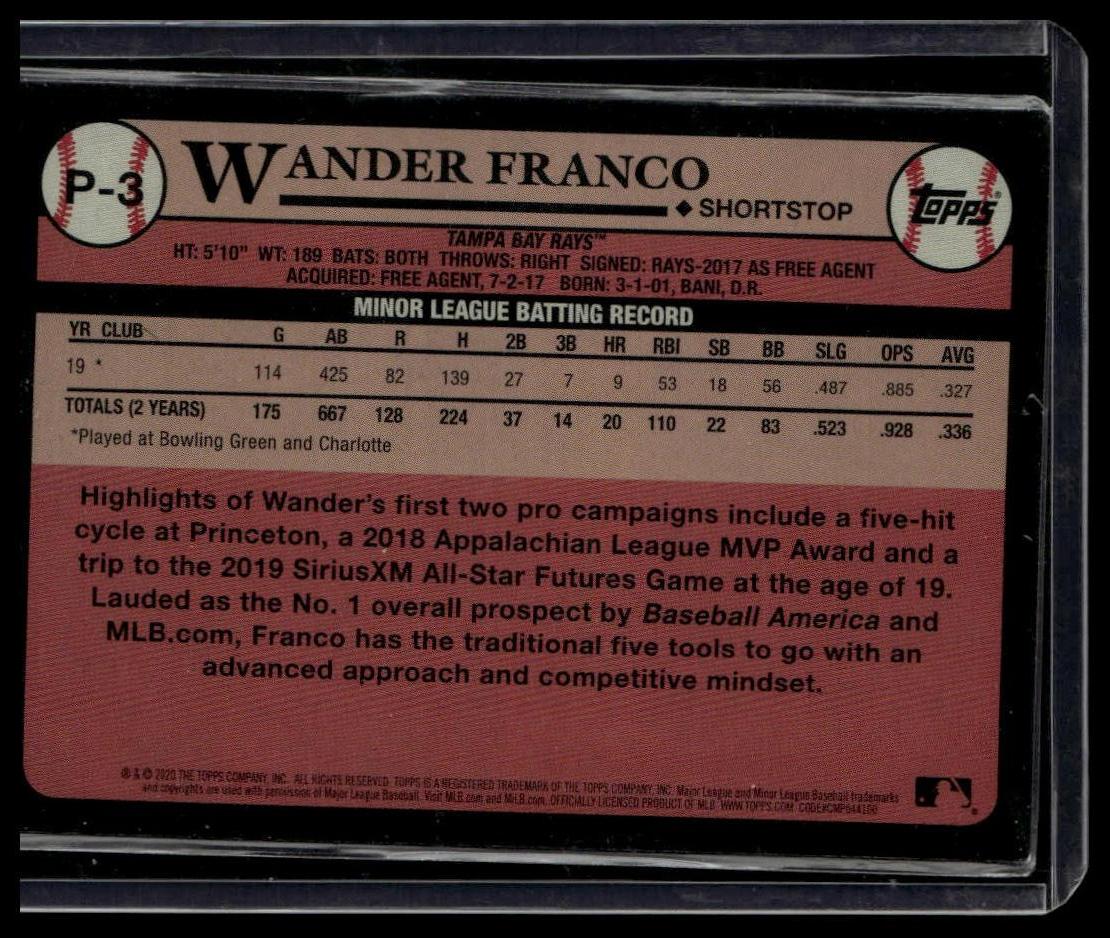 2020 Topps Update #P - 3 Wander Franco Prospects - toyscardscomics