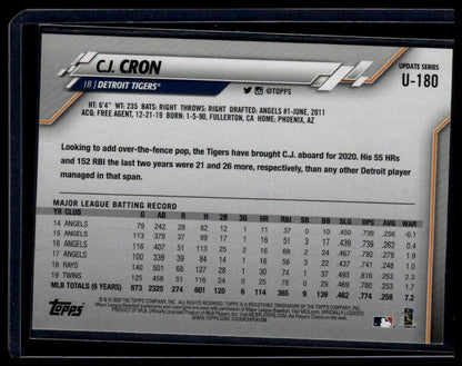 2020 Topps Update #U - 180 C.J. Cron - toyscardscomics