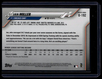 2020 Topps Update #U - 192 Ian Miller Gold #/2020 - toyscardscomics