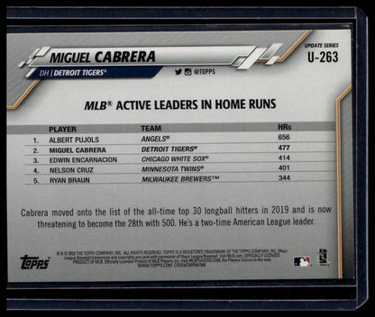 2020 Topps Update #U - 263 Miguel Cabrera Yellow - toyscardscomics