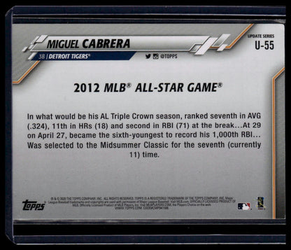 2020 Topps Update #U - 55 Miguel Cabrera Gold #/2020 - toyscardscomics