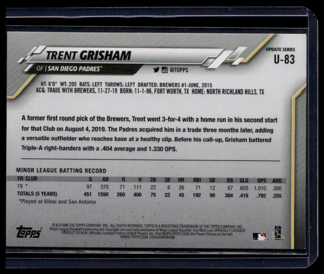 2020 Topps Update #U - 83 Trent Grisham - toyscardscomics