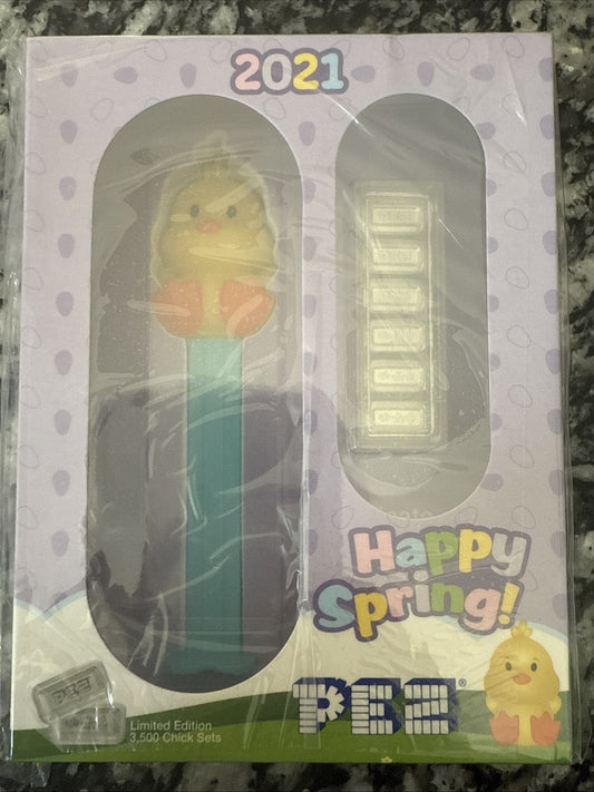 2021 EASTER PEZ (6) 5 gram Silver Wafers with Chick Dispenser - toyscardscomics