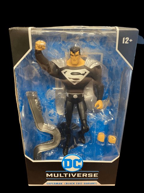 2021 - McFarlane Toys DC Multiverse "Superman" (Black Suit Variant) from the animated series - MOC Sealed in box - toyscardscomics