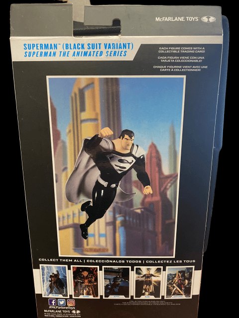 2021 - McFarlane Toys DC Multiverse "Superman" (Black Suit Variant) from the animated series - MOC Sealed in box - toyscardscomics