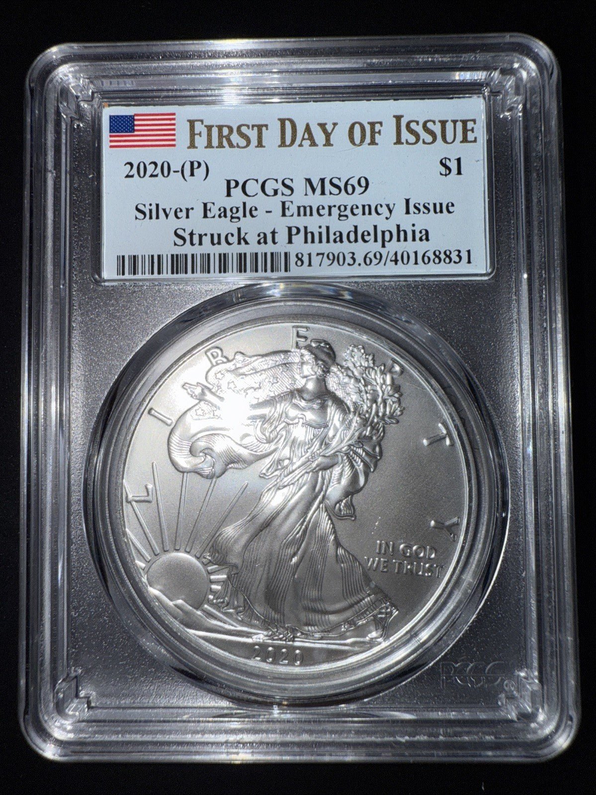 2021 - P Silver Eagle Type 1 Emergency Issue PCGS MS 70 First Day of Issue Label - toyscardscomics