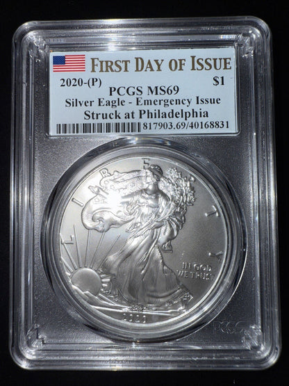 2021 - P Silver Eagle Type 1 Emergency Issue PCGS MS 70 First Day of Issue Label - toyscardscomics