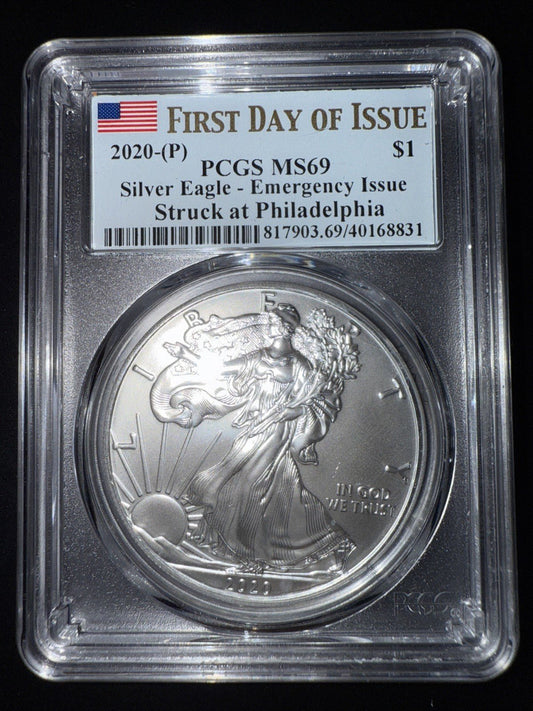 2021 - P Silver Eagle Type 1 Emergency Issue PCGS MS 70 First Day of Issue Label - toyscardscomics