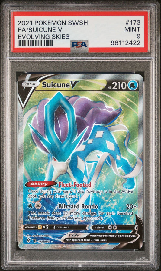 2021 POKEMON SWORD & SHIELD EVOLVING SKIES 173 FULL ART/SUICUNE V - toyscardscomics