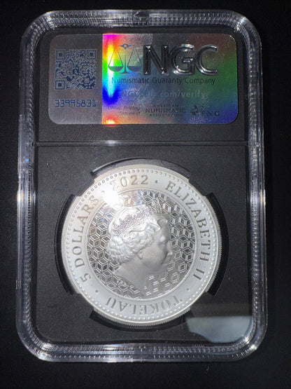 2022 TOKELAU ISLANDS Silver 5 DOLLARS NGCX 9.9 Ultra Cameo Bull & Bear - toyscardscomics