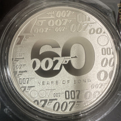 2022 Tuvalu 007 James Bond 60 Years of Bond Anniversary 1 oz Silver Coin in Card - toyscardscomics