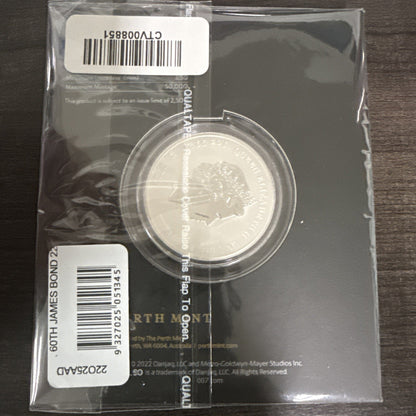 2022 Tuvalu 007 James Bond 60 Years of Bond Anniversary 1 oz Silver Coin in Card - toyscardscomics