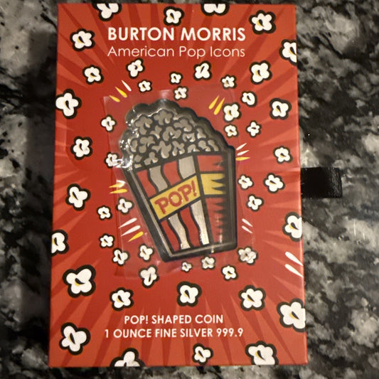 2023 Niue PAMP 1oz .9999 Fine Silver Burton Morris Pop Icons Popcorn Coin - toyscardscomics