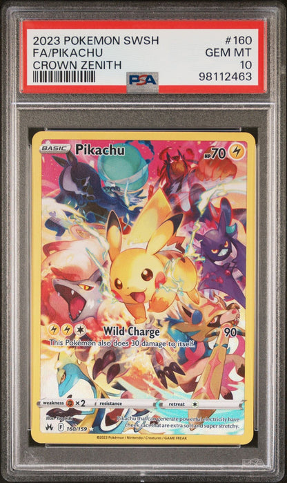 2023 POKEMON SWORD AND SHIELD CROWN ZENITH 160 FULL ART/PIKACHU - toyscardscomics