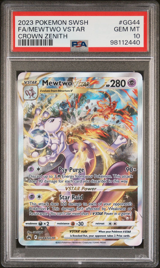 2023 POKEMON SWORD AND SHIELD CROWN ZENITH GG44 FULL ART/MEWTWO VSTAR - toyscardscomics