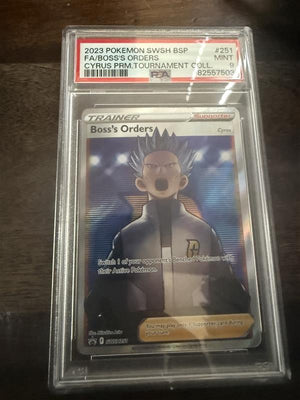 2023 Pokemon Swsh BSP FA/Boss's Orders Cyrus PRM. Tournament Coll. - PSA 9 Mint