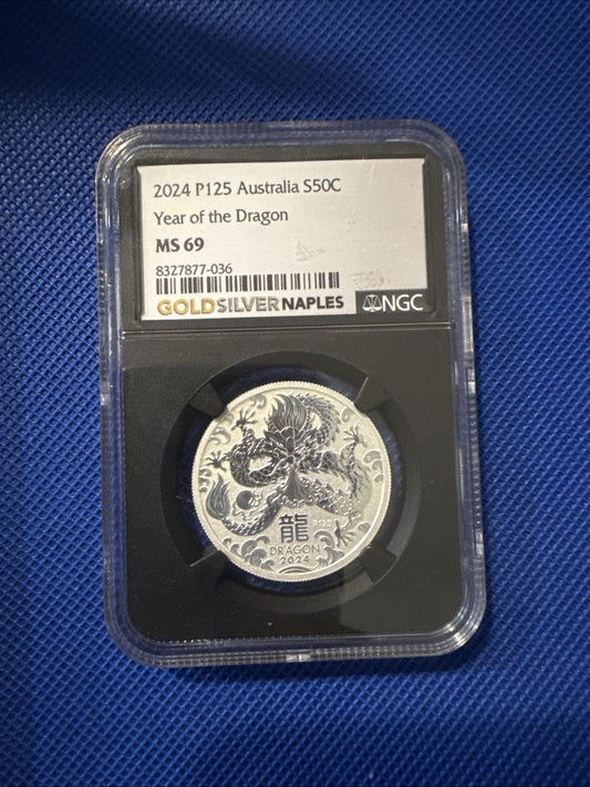 2024 Australia Lunar Series Year of the Dragon 1/2oz Silver Coin NGC MS 70 - toyscardscomics