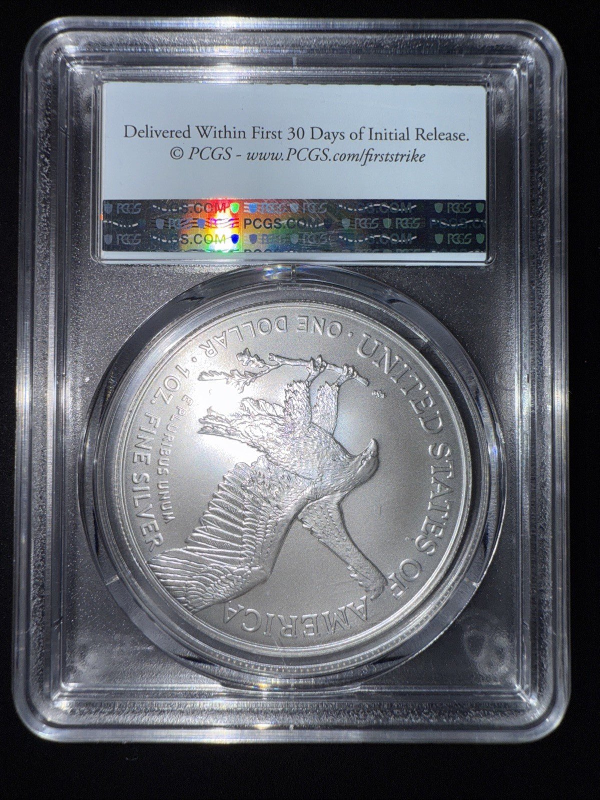 2024 US $1 American Silver Eagle, 1 oz .999 Fine Silver, PCGS MS70 First Strike - toyscardscomics