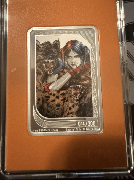 2025 Agoro The Art of DC Comics Mint Trading Coin Topaz Harley Quinn 14/300 - toyscardscomics