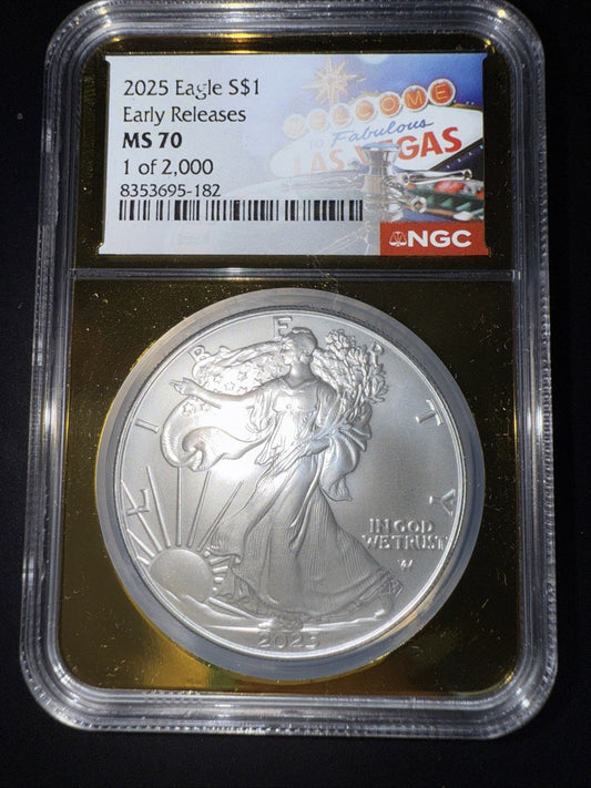 2025 Eagle S Early Release MS70 1 of 2000 RARE Gold core Slab - toyscardscomics