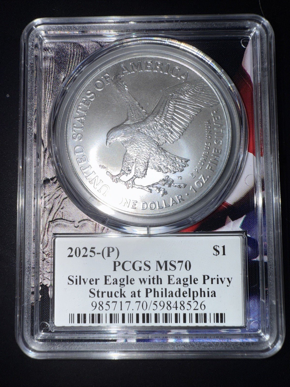 2025 - (P) ASE Eagle Privy MS70 Flag Core. Struck in Philadelphia. - toyscardscomics